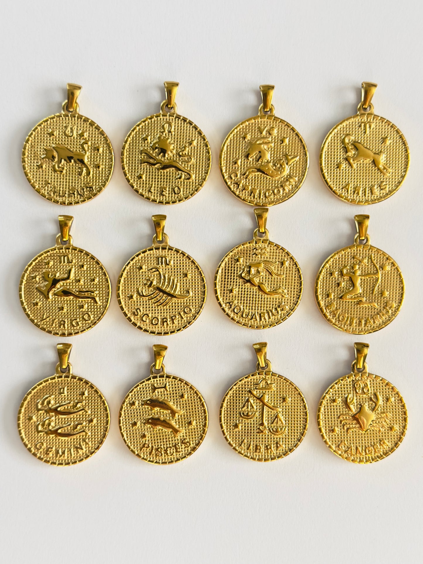 Zodiac Sing Coin Pendant Necklace