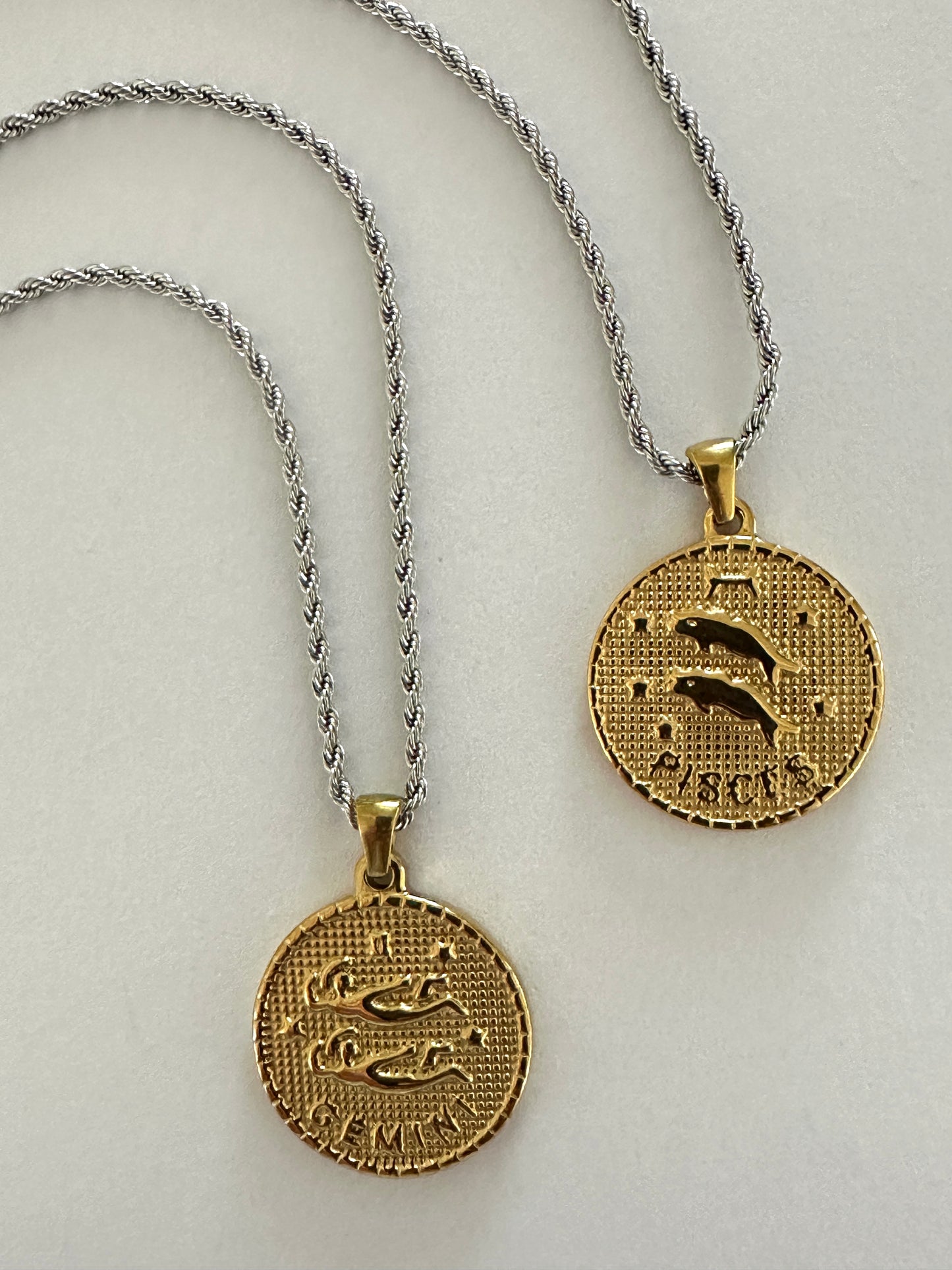 Zodiac Sing Coin Pendant Necklace