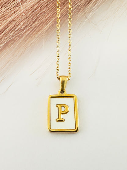 Vintage Initial Natural Shell Initial Necklace