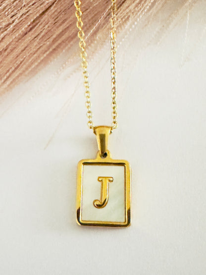 Vintage Initial Natural Shell Initial Necklace