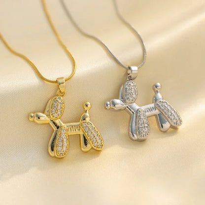 Cute Balloon Zircon Dog Necklace