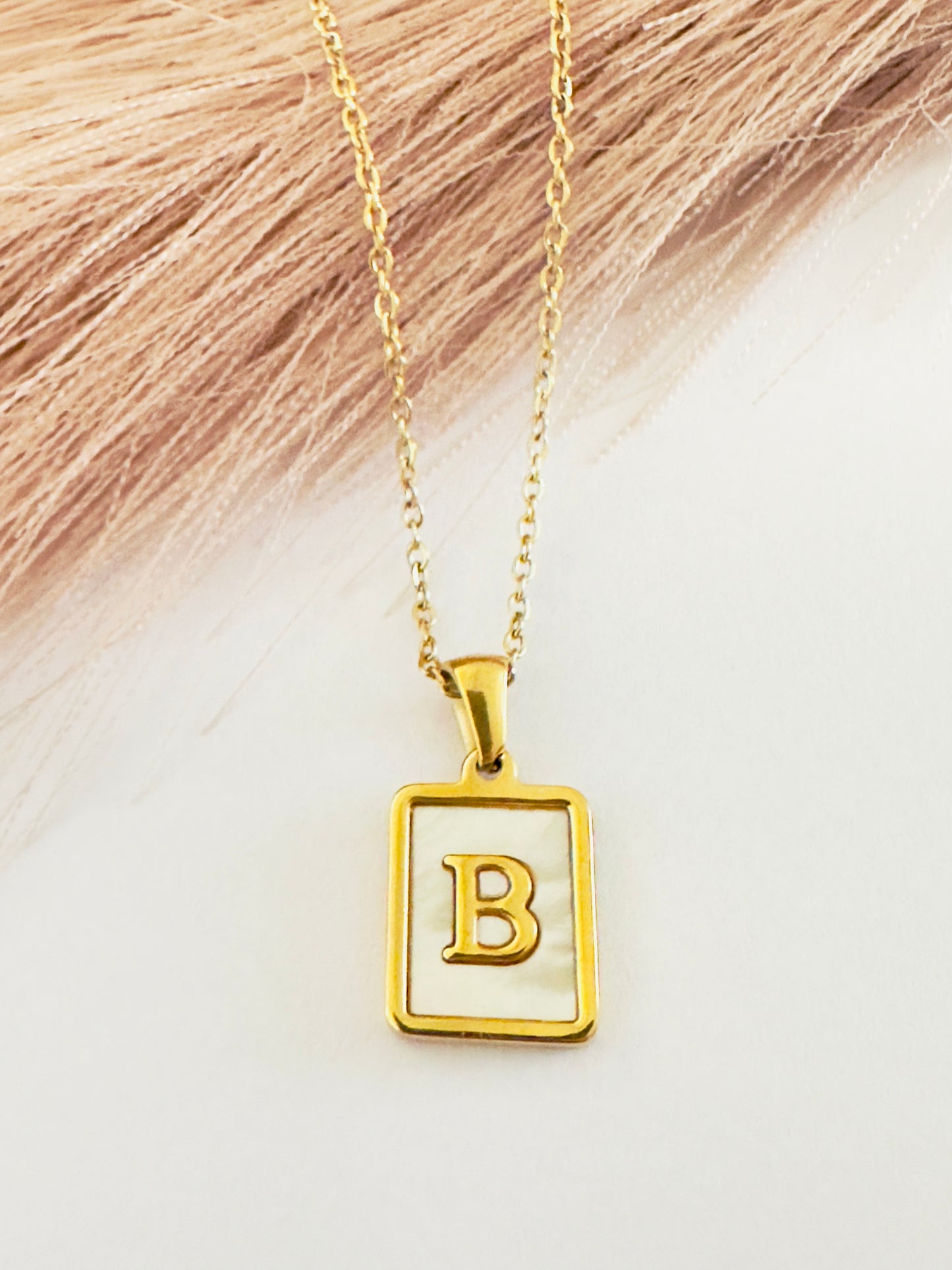 Vintage Initial Natural Shell Initial Necklace