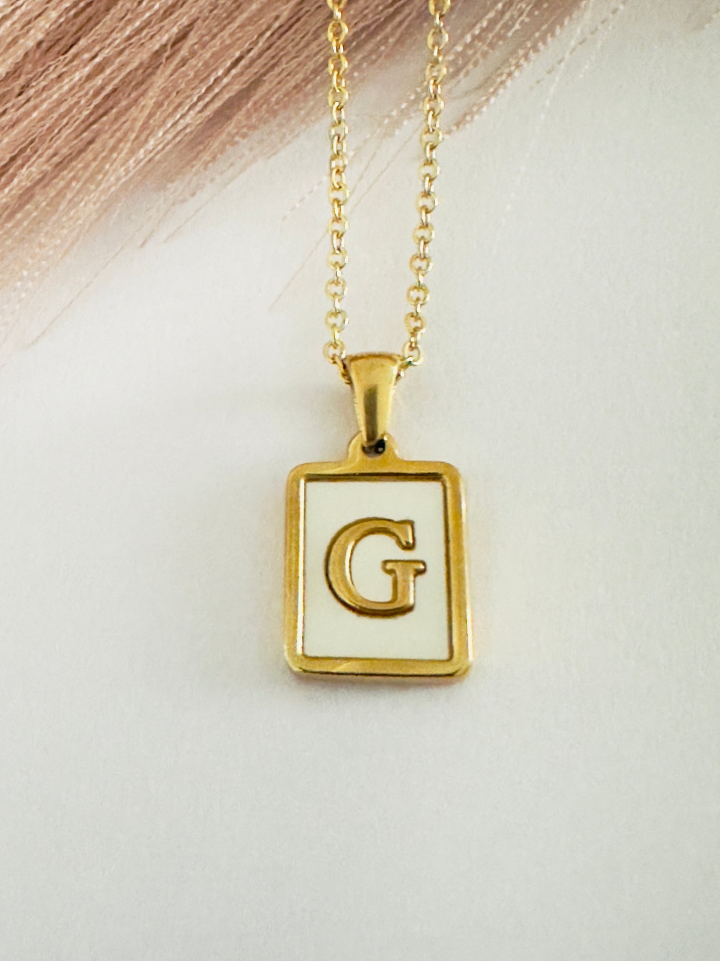 Vintage Initial Natural Shell Initial Necklace