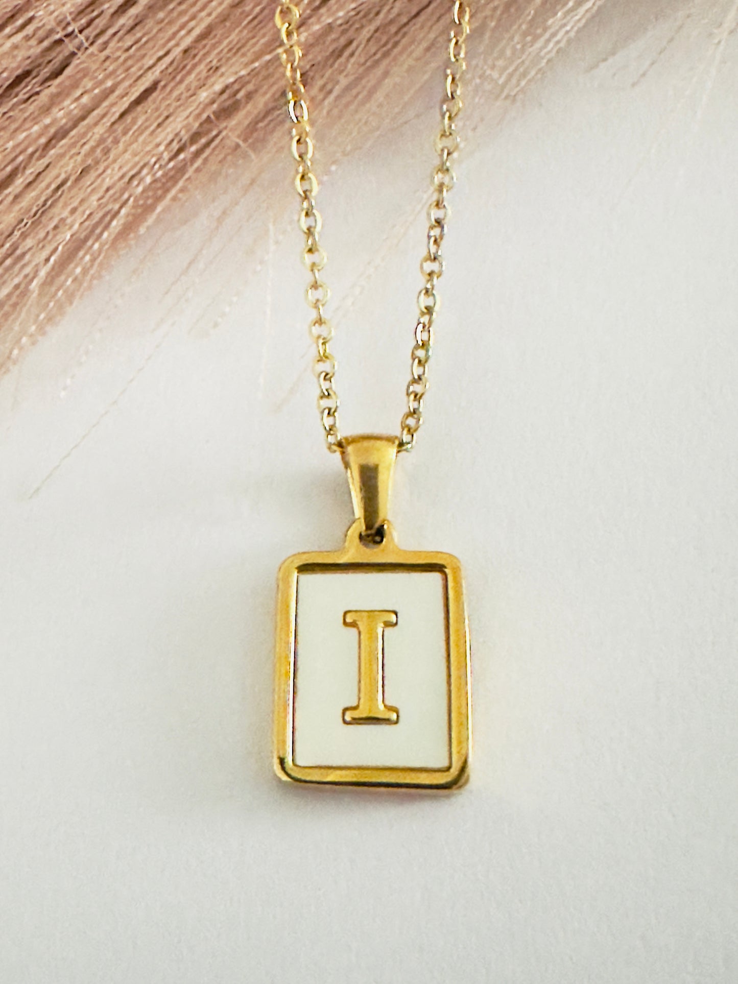 Vintage Initial Natural Shell Initial Necklace