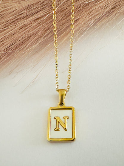 Vintage Initial Natural Shell Initial Necklace