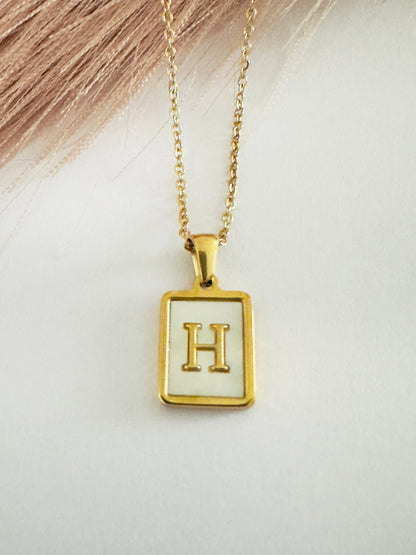 Vintage Initial Natural Shell Initial Necklace