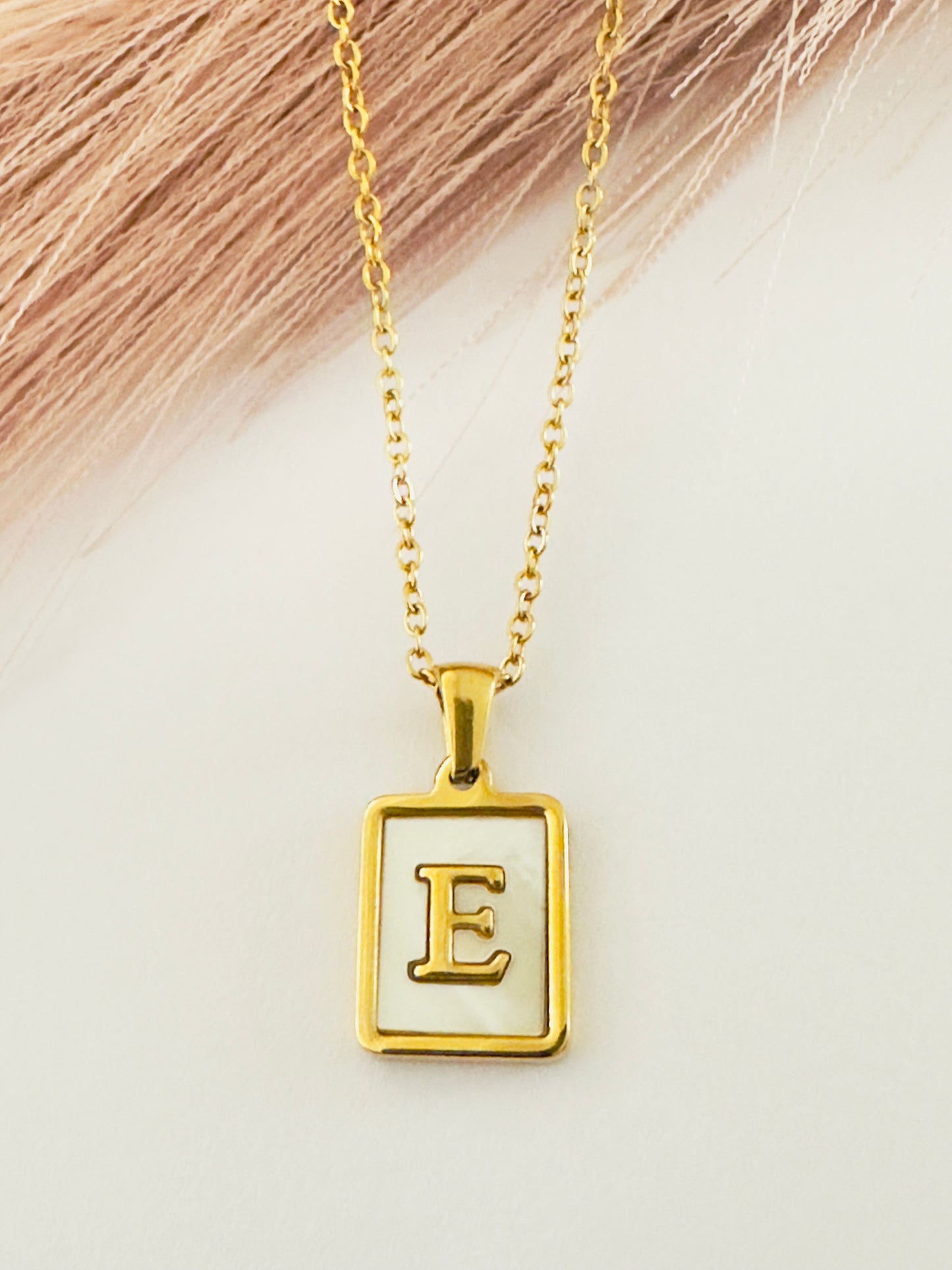 Vintage Initial Natural Shell Initial Necklace