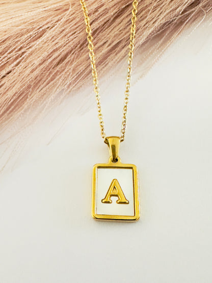 Vintage Initial Natural Shell Initial Necklace