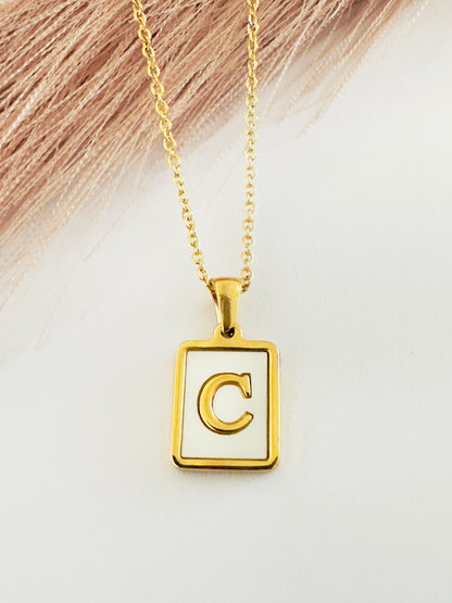 Vintage Initial Natural Shell Initial Necklace