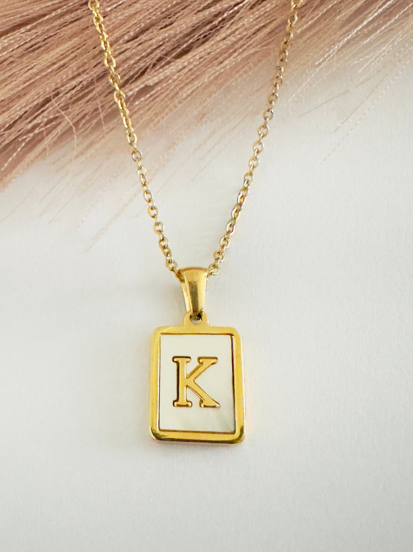 Vintage Initial Natural Shell Initial Necklace