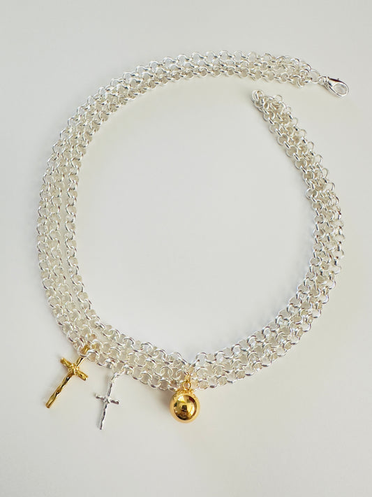 Faith Triple Layered Two Tones Necklace
