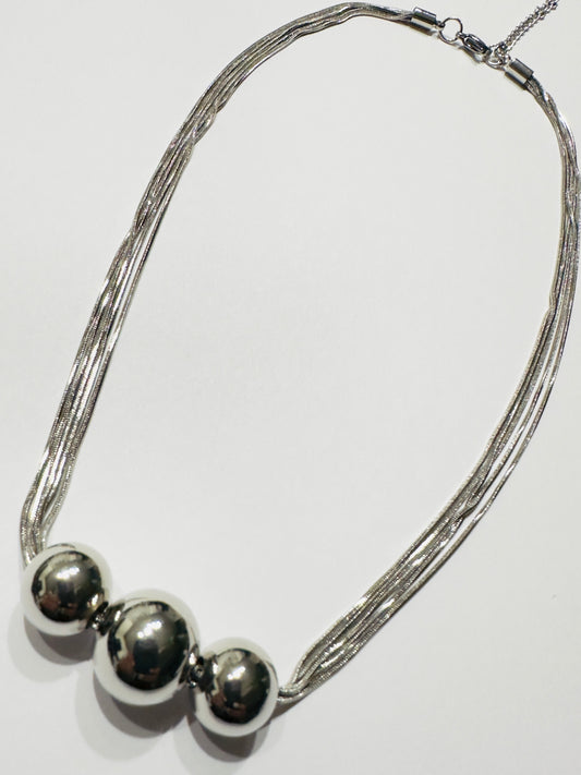 Vero Multi Layered + Tripe Sphere Ball  Necklace