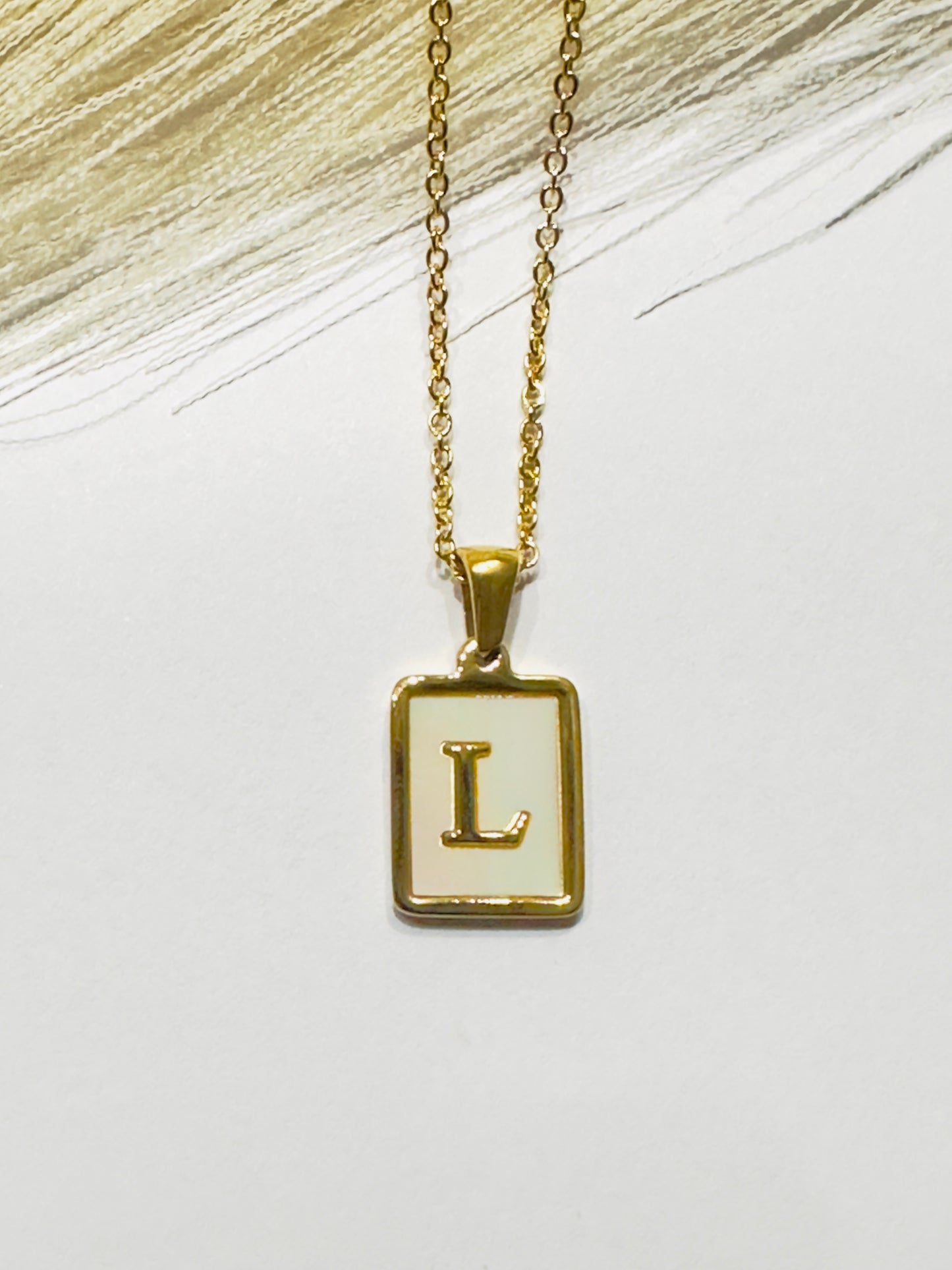 Vintage Initial Natural Shell Initial Necklace