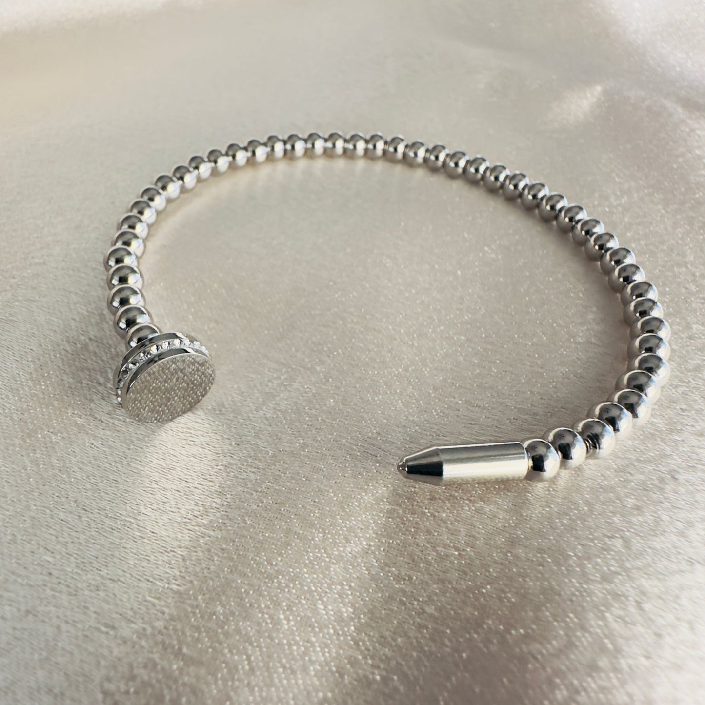 Beaded Zircon Open Bangle