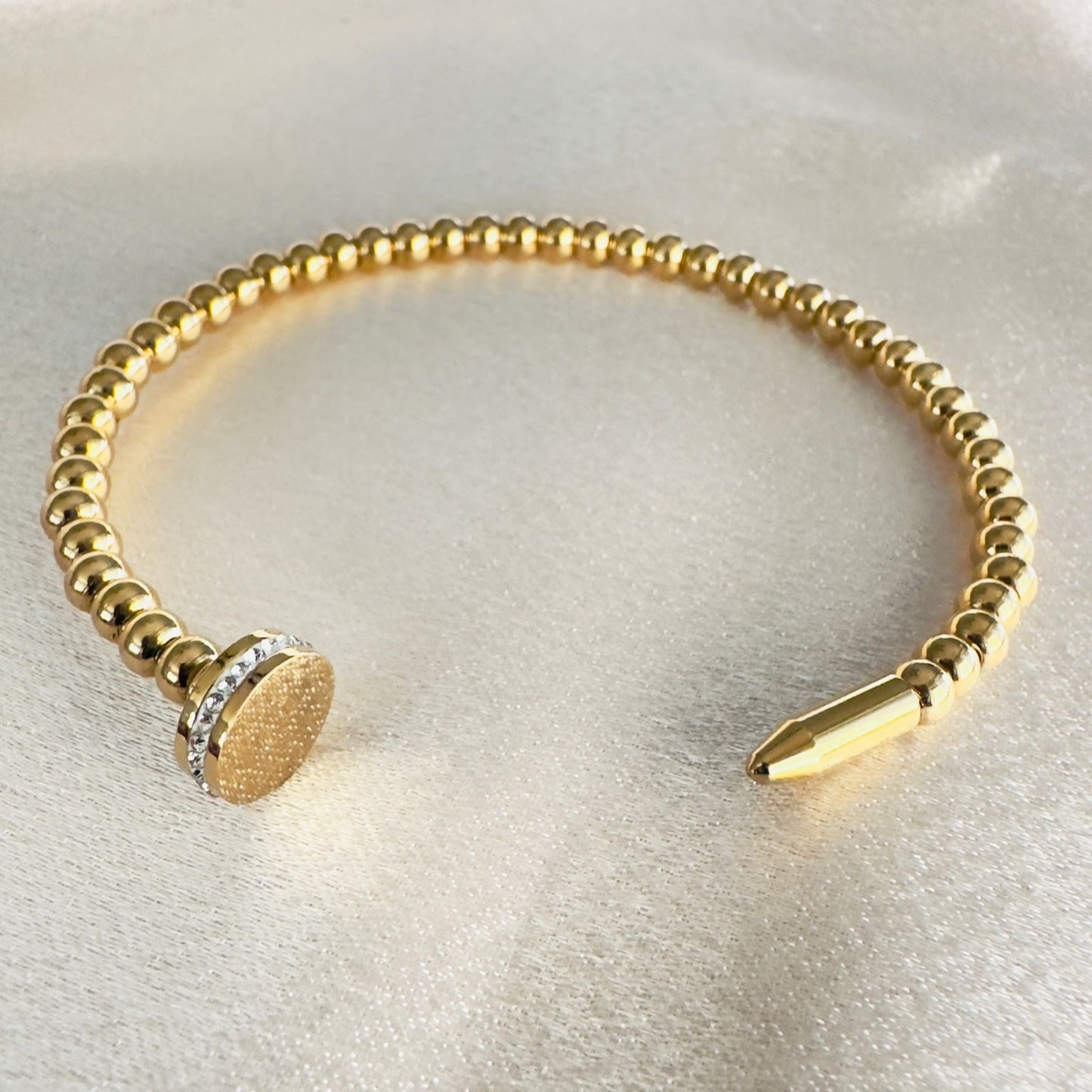 Beaded Zircon Open Bangle