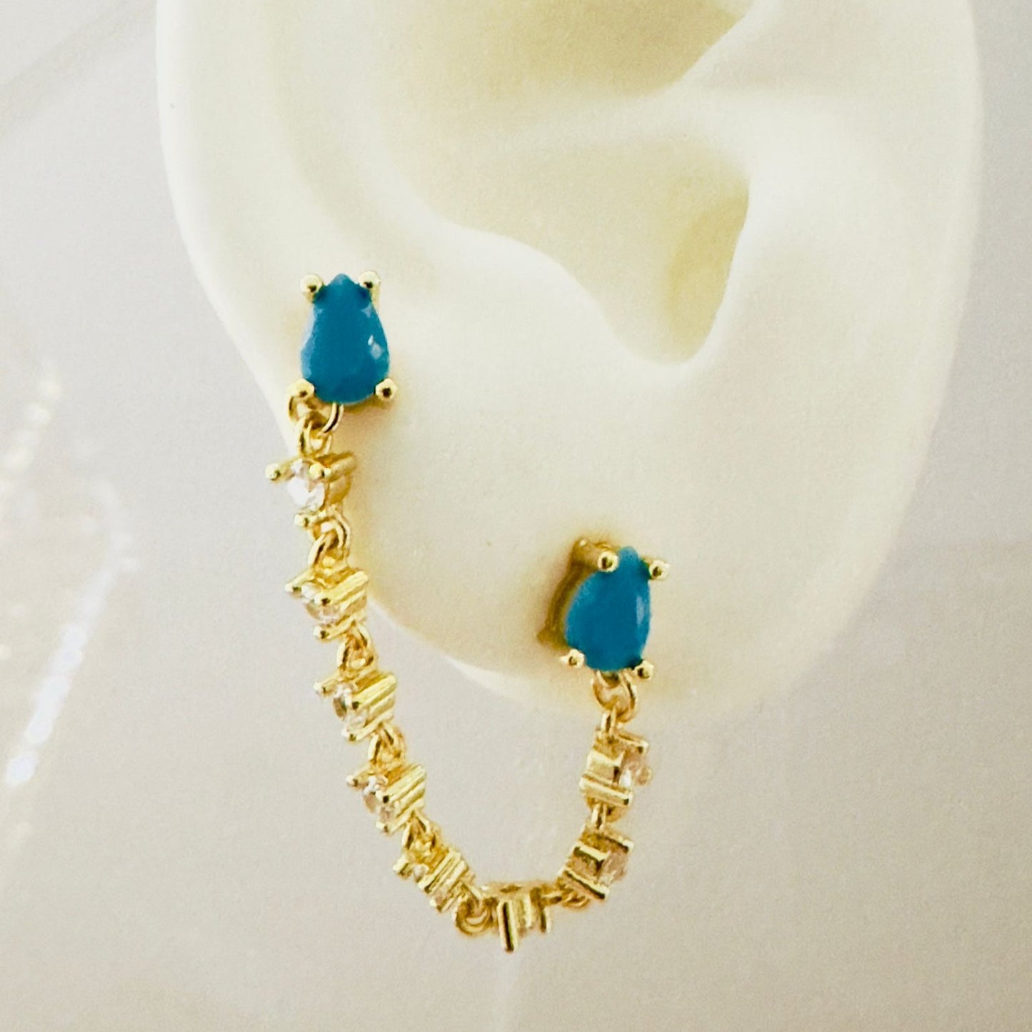 Turquoise Drop Ear Cuff